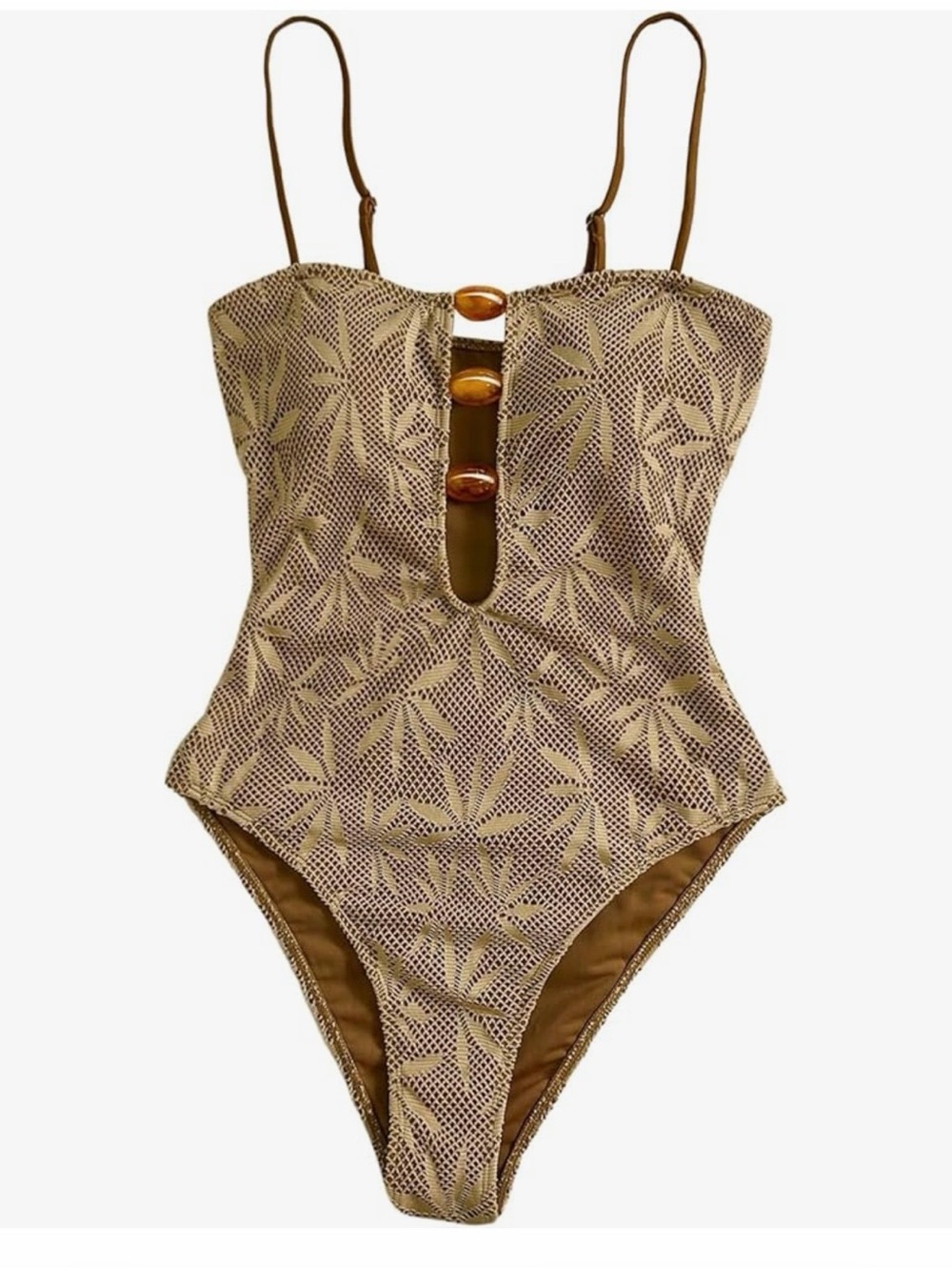 Tortoise-Accent Olive One-Piece Swimsuit